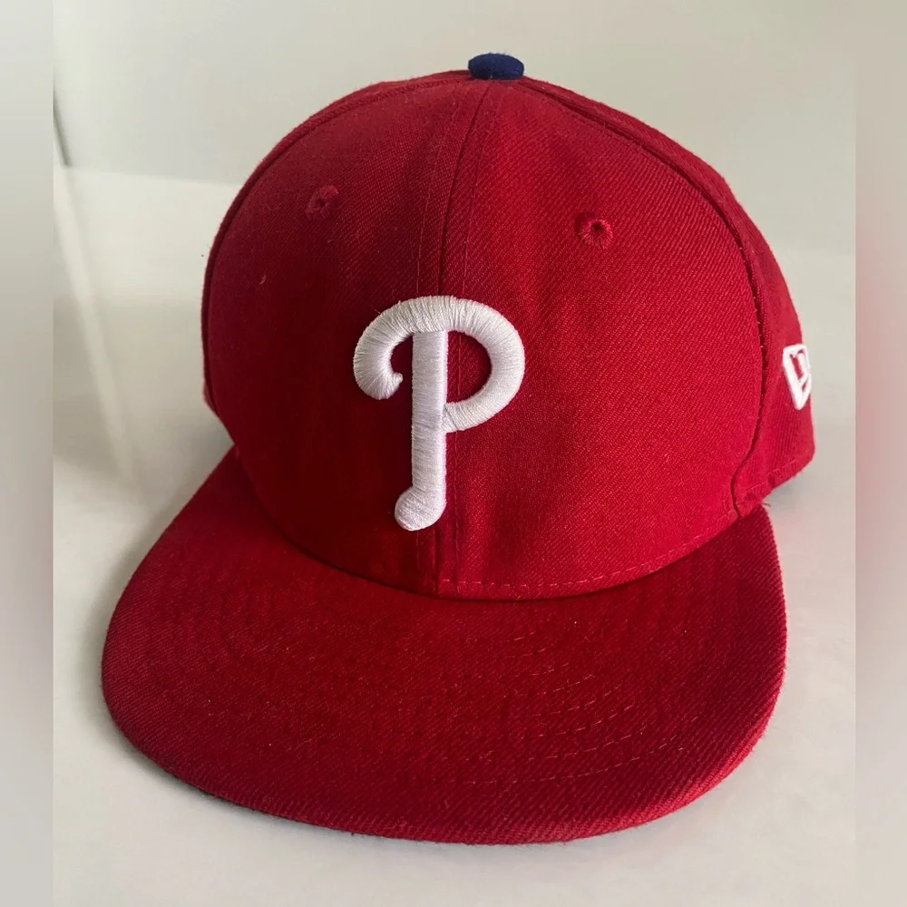 Philadelphia Phillies Hat MLB New Era‎ 59Fifty On Field Cap Hat Red Size 6 1/2
